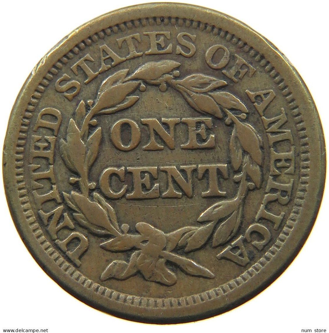 UNITED STATES OF AMERICA LARGE CENT 1854 BRAIDED HAIR #t141 0265 - 1840-1857: Braided Hair (Capelli Intrecciati)