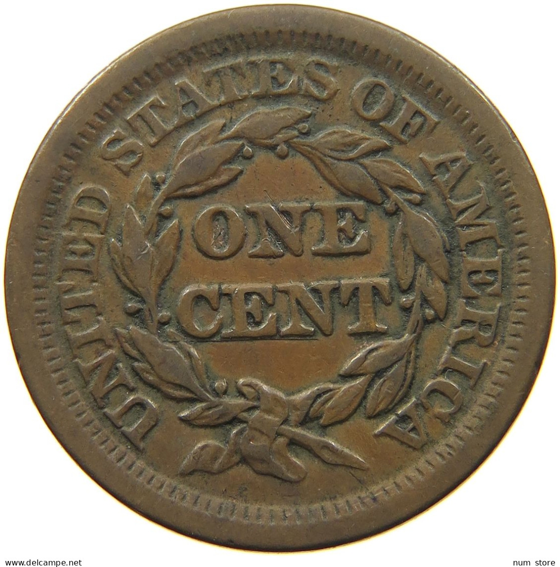 UNITED STATES OF AMERICA LARGE CENT 1853 BRAIDED HAIR #t141 0269 - 1840-1857: Braided Hair