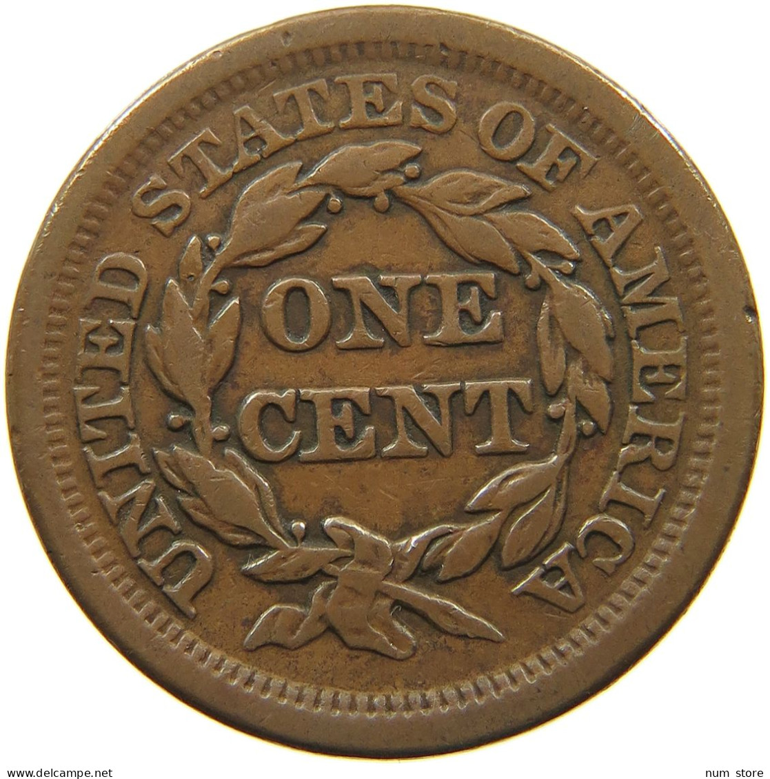 UNITED STATES OF AMERICA LARGE CENT 1853 BRAIDED HAIR #t141 0251 - 1840-1857: Braided Hair