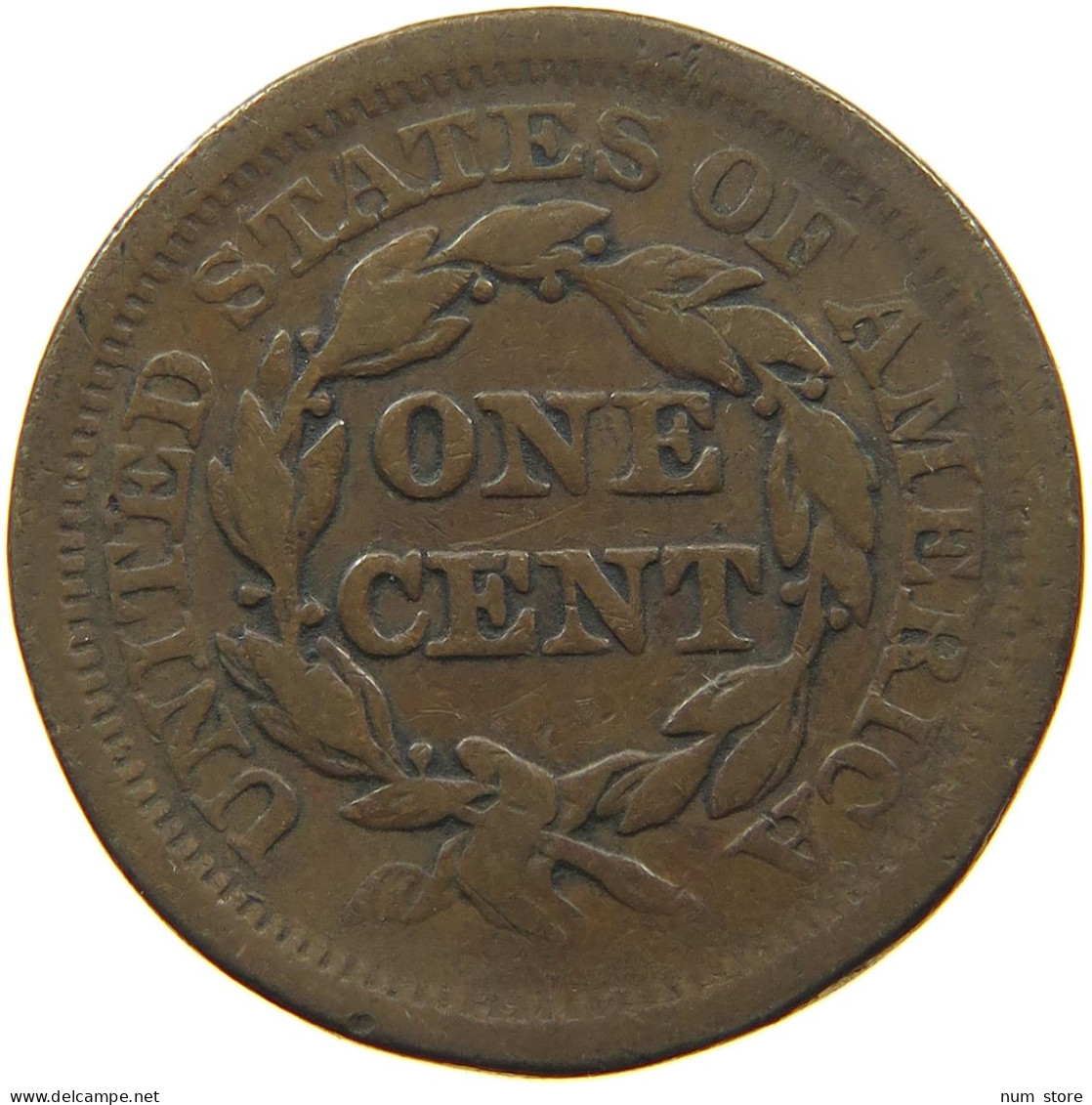 UNITED STATES OF AMERICA LARGE CENT 1852 BRAIDED HAIR #t141 0303 - 1840-1857: Braided Hair