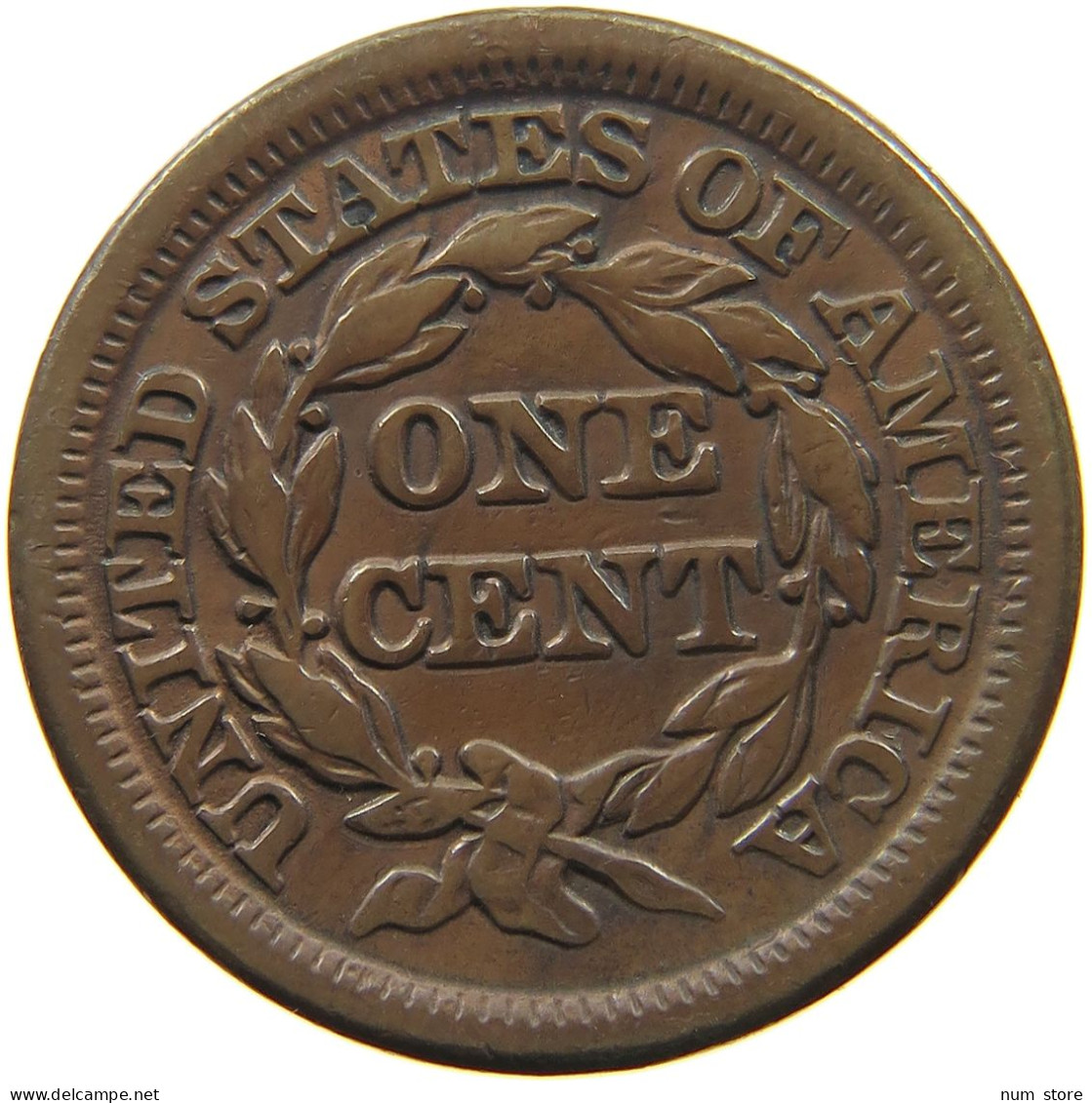 UNITED STATES OF AMERICA LARGE CENT 1848 BRAIDED HAIR #t141 0279 - 1840-1857: Braided Hair (Capelli Intrecciati)