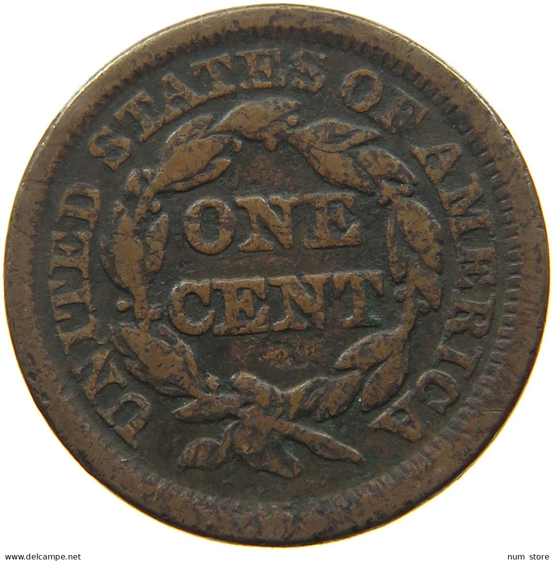 UNITED STATES OF AMERICA LARGE CENT 1848 BRAIDED HAIR #t141 0257 - 1840-1857: Braided Hair (Capelli Intrecciati)