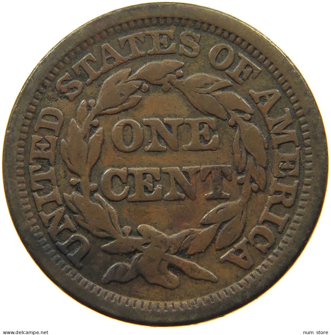 UNITED STATES OF AMERICA LARGE CENT 1848 BRAIDED HAIR #t141 0267 - 1840-1857: Braided Hair