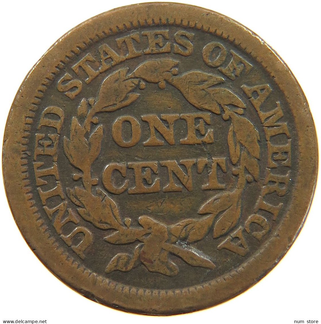 UNITED STATES OF AMERICA LARGE CENT 1848 BRAIDED HAIR #t114 1073 - 1840-1857: Braided Hair
