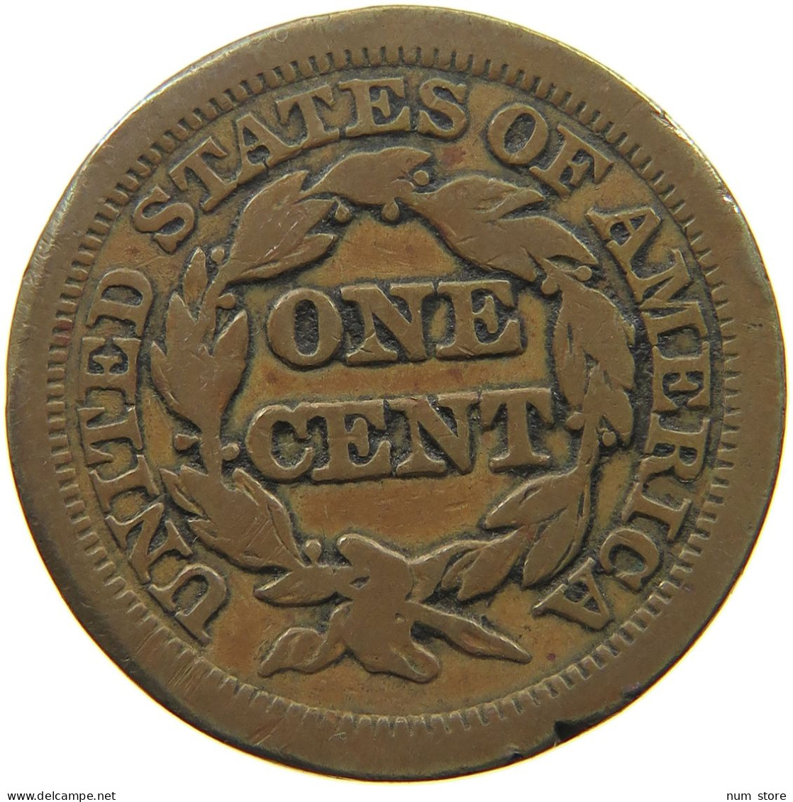 UNITED STATES OF AMERICA LARGE CENT 1849 BRAIDED HAIR #t141 0259 - 1840-1857: Braided Hair