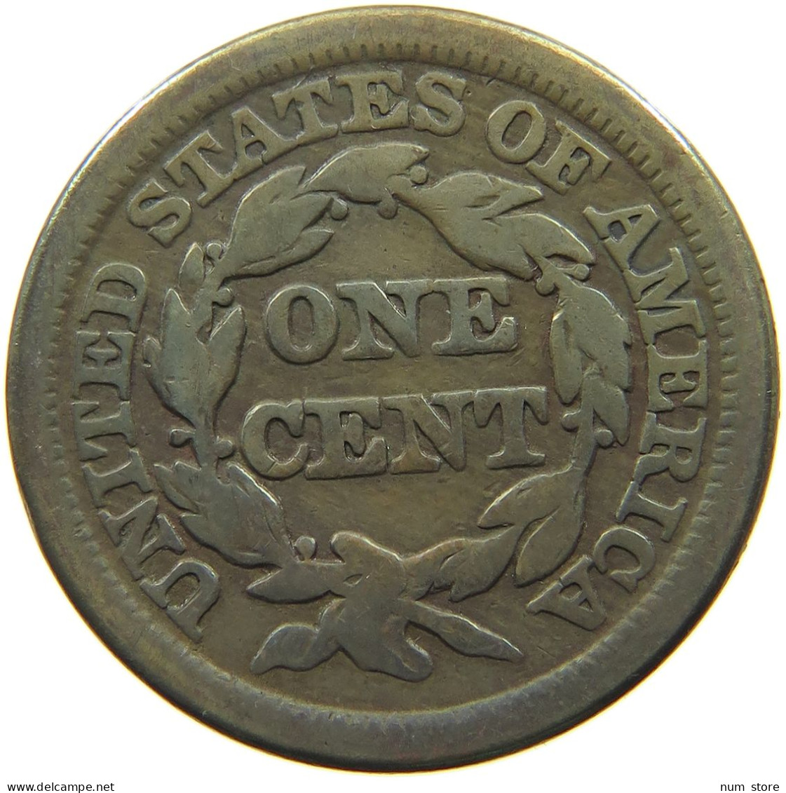 UNITED STATES OF AMERICA LARGE CENT 1847 BRAIDED HAIR #t141 0289 - 1840-1857: Braided Hair (Capelli Intrecciati)