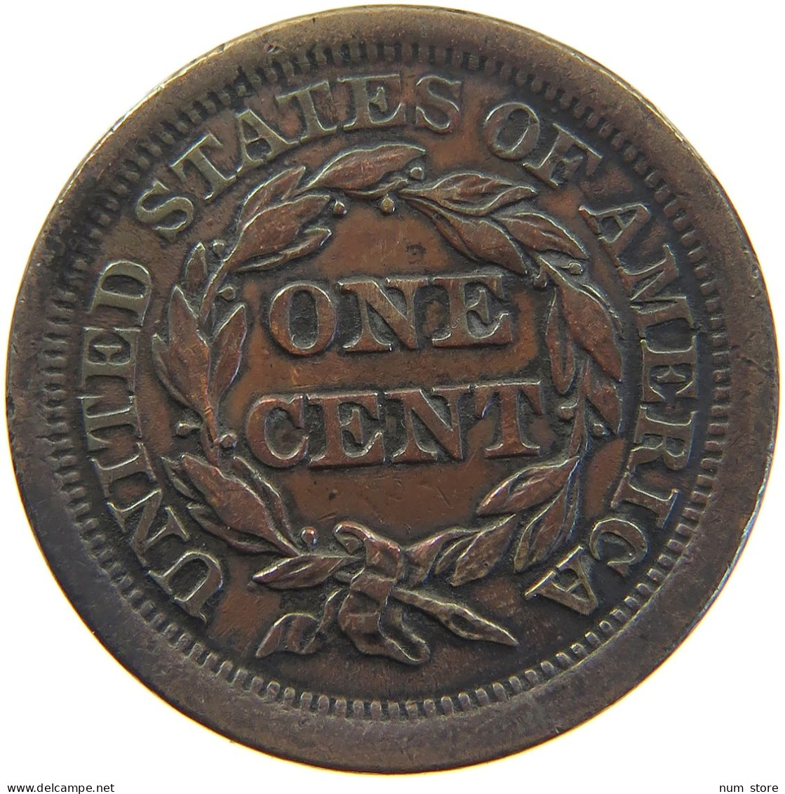 UNITED STATES OF AMERICA LARGE CENT 1843 Braided Hair #c050 0523 - 1840-1857: Braided Hair (Cheveux Tressés)