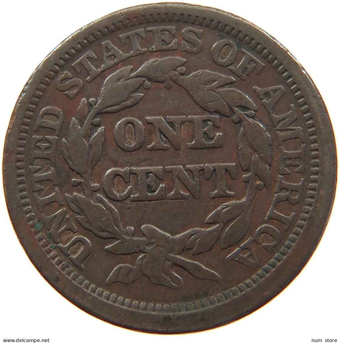 UNITED STATES OF AMERICA LARGE CENT 1844 Braided Hair #t143 0407 - 1840-1857: Braided Hair (Cheveux Tressés)