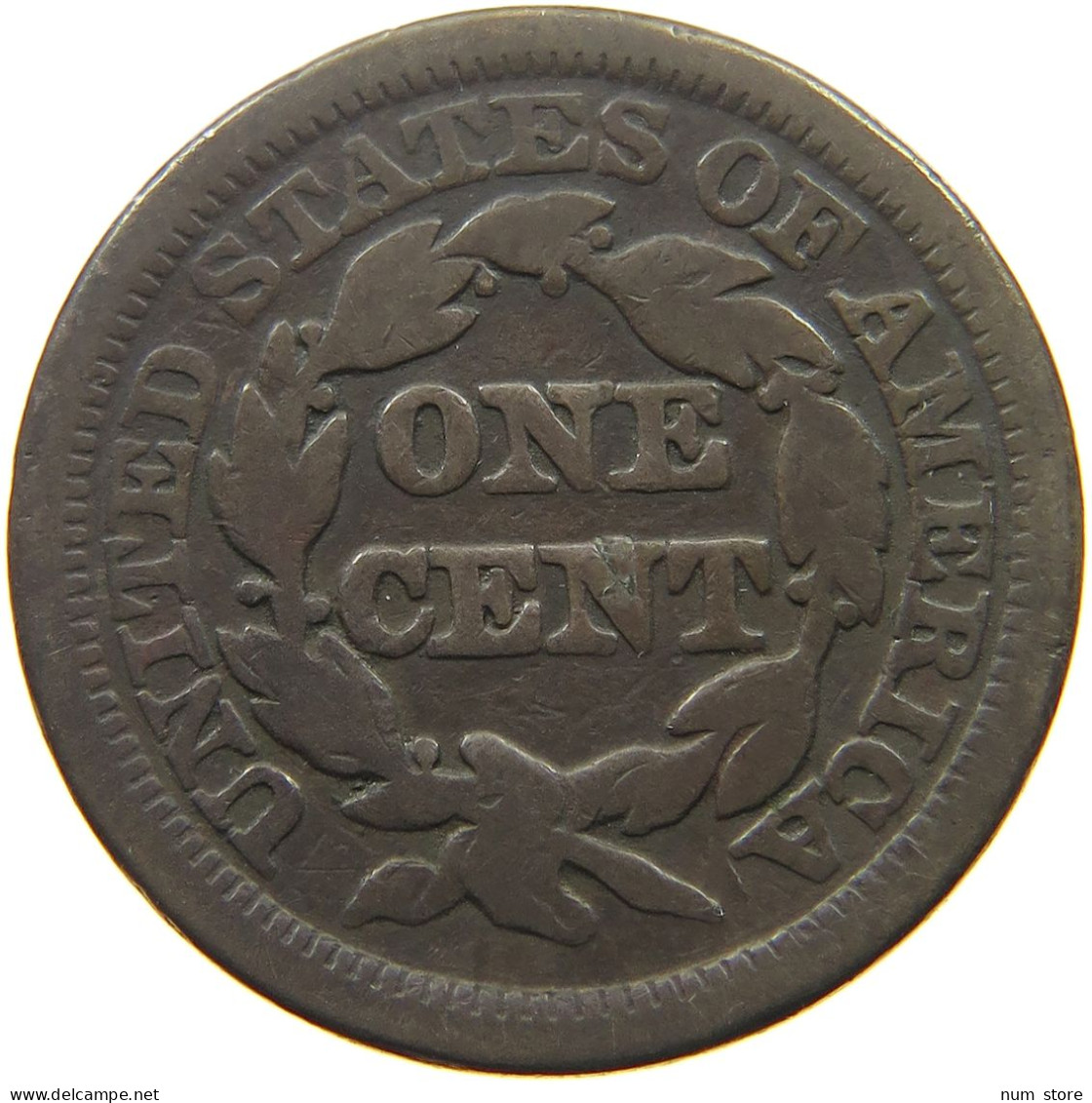 UNITED STATES OF AMERICA LARGE CENT 1845 BRAIDED HAIR #t141 0311 - 1840-1857: Braided Hair (Capelli Intrecciati)