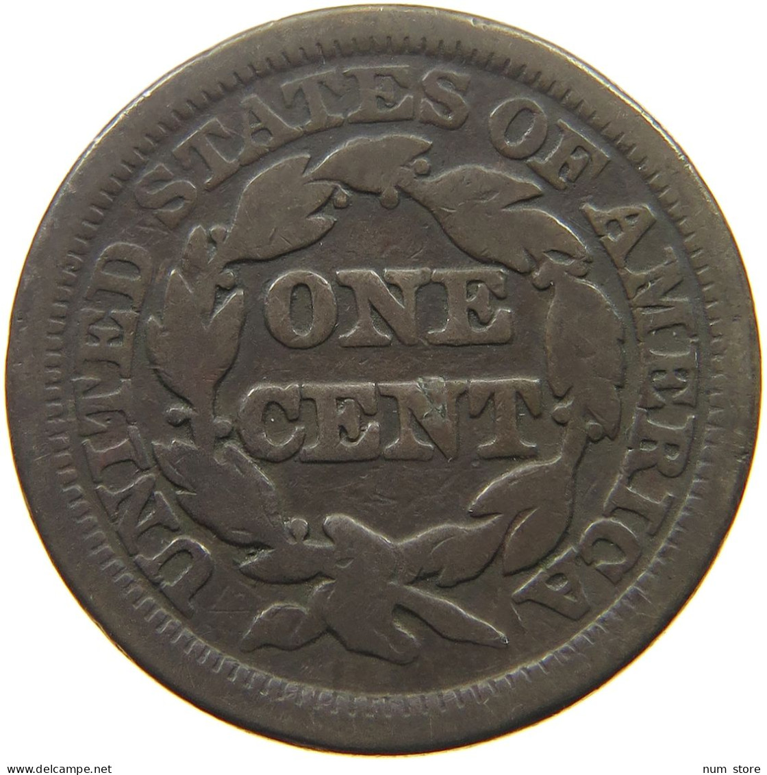 UNITED STATES OF AMERICA LARGE CENT 1845 BRAIDED HAIR #t141 0311 - 1840-1857: Braided Hair