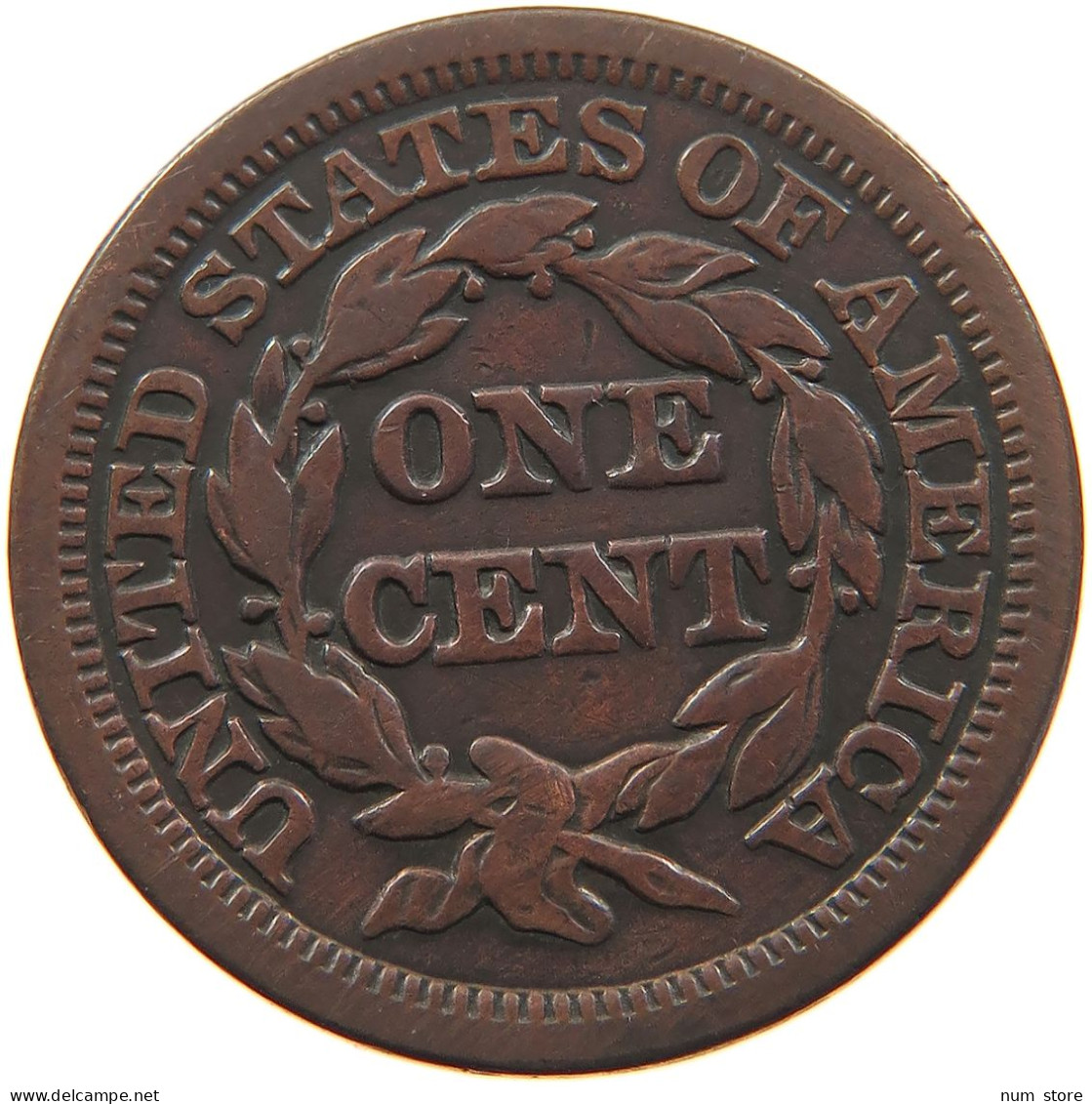UNITED STATES OF AMERICA LARGE CENT 1845 Braided Hair #t143 0413 - 1840-1857: Braided Hair (Cheveux Tressés)