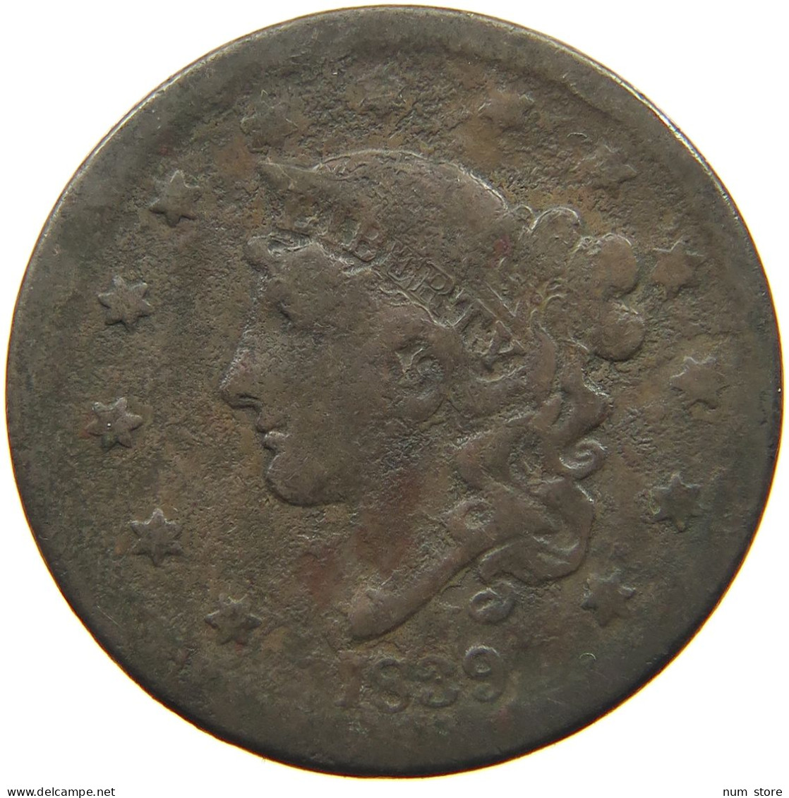 UNITED STATES OF AMERICA LARGE CENT 1839 SILLY HEAD #t141 0313 - 1816-1839: Coronet Head (Tête Couronnée)