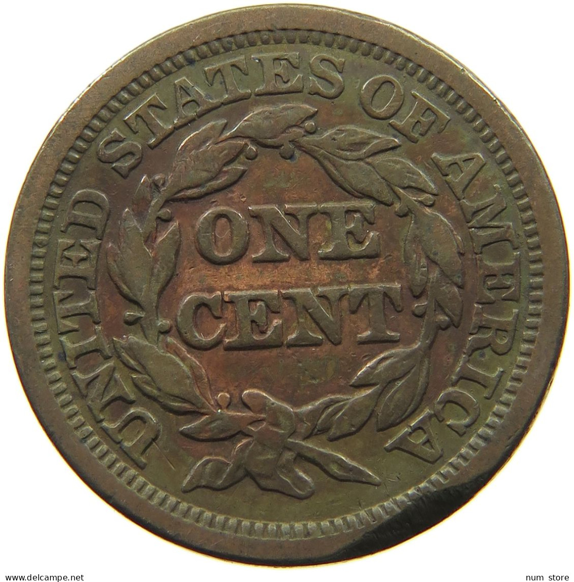 UNITED STATES OF AMERICA LARGE CENT 1845 BRAIDED HAIR #t141 0305 - 1840-1857: Braided Hair (Capelli Intrecciati)