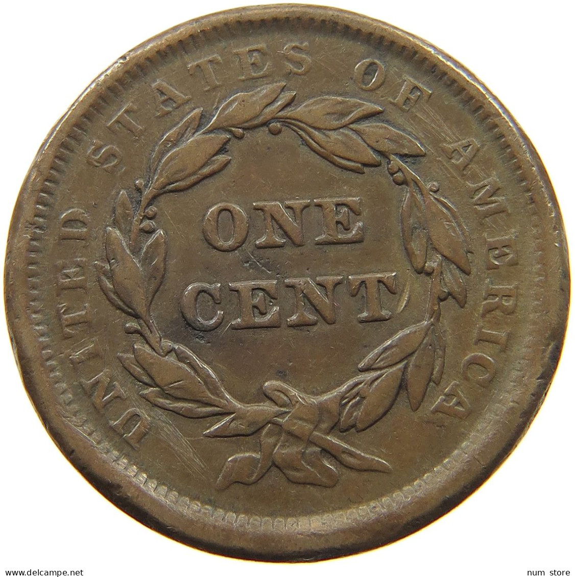 UNITED STATES OF AMERICA LARGE CENT 1840 BRAIDED HAIR #t110 0015 - 1840-1857: Braided Hair (Capelli Intrecciati)