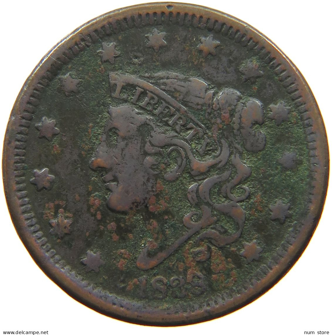 UNITED STATES OF AMERICA LARGE CENT 1838 CORONET HEAD #t141 0301 - 1816-1839: Coronet Head