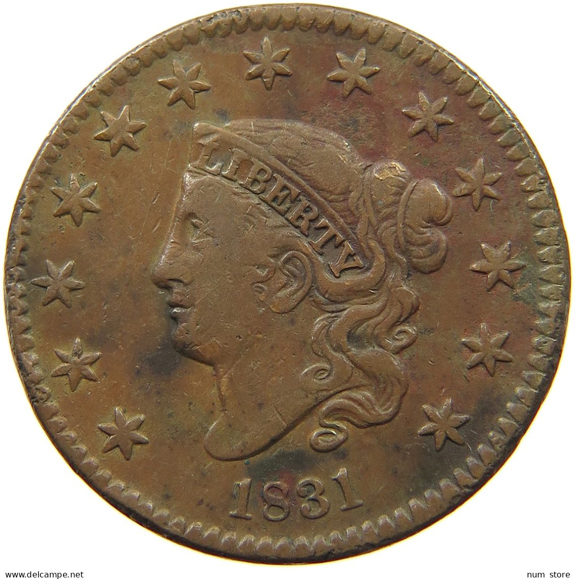 UNITED STATES OF AMERICA LARGE CENT 1831 MATRON HEAD #t110 0017 - 1816-1839: Coronet Head