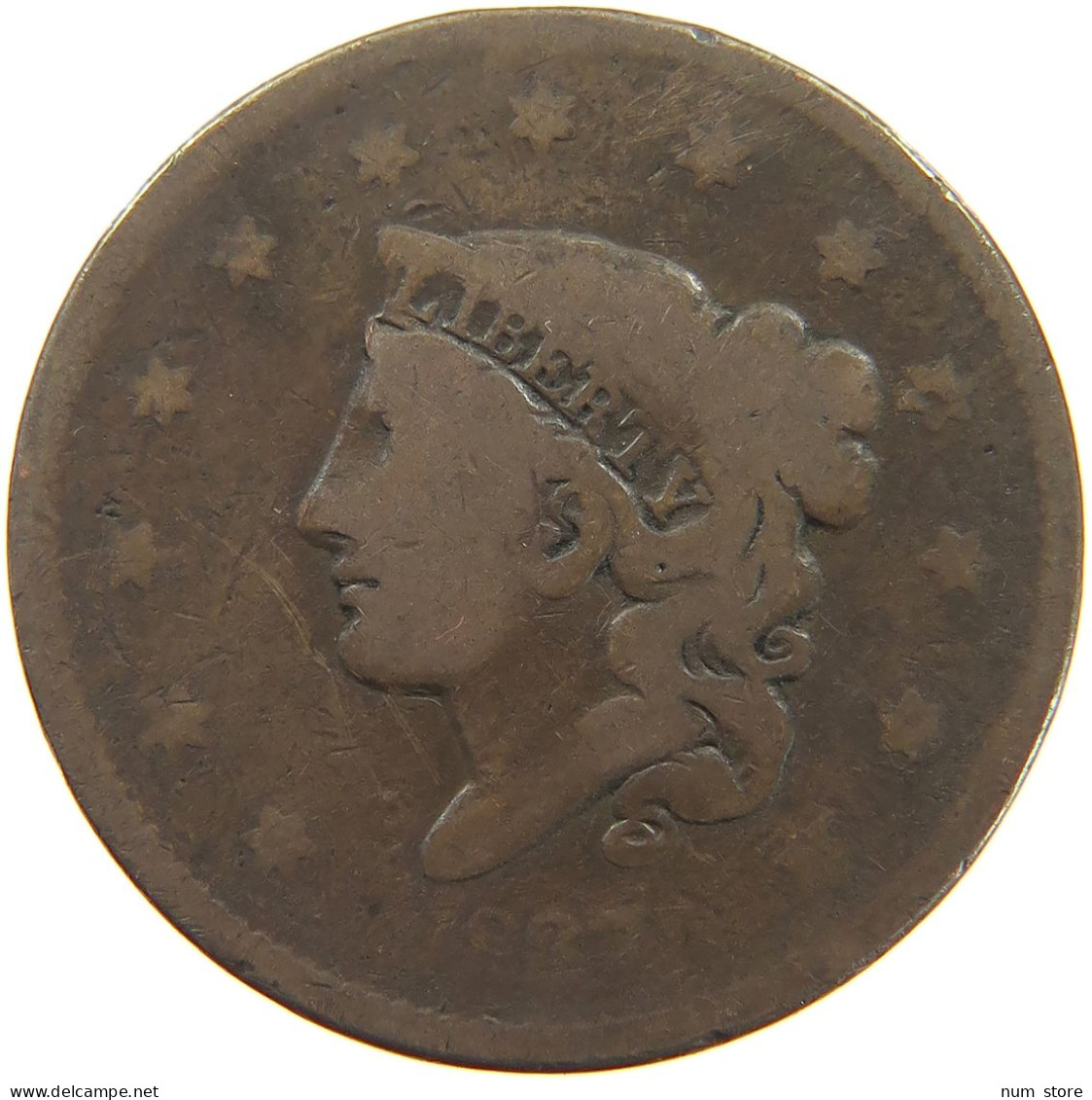 UNITED STATES OF AMERICA LARGE CENT 1837 Coronet Head #a041 0427 - 1816-1839: Coronet Head (Tête Couronnée)