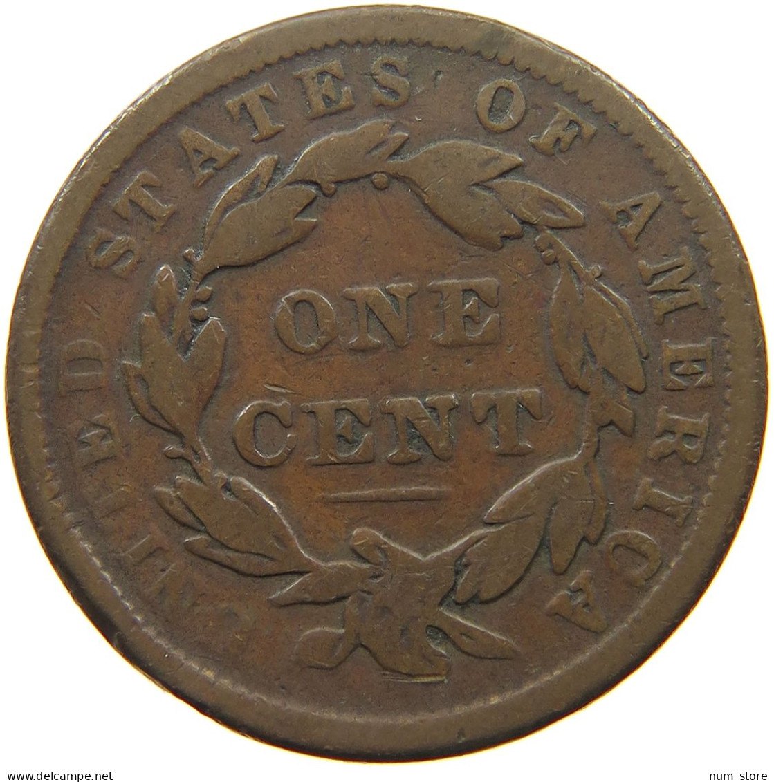 UNITED STATES OF AMERICA LARGE CENT 1838 CORONET HEAD #t141 0277 - 1816-1839: Coronet Head (Testa Coronata