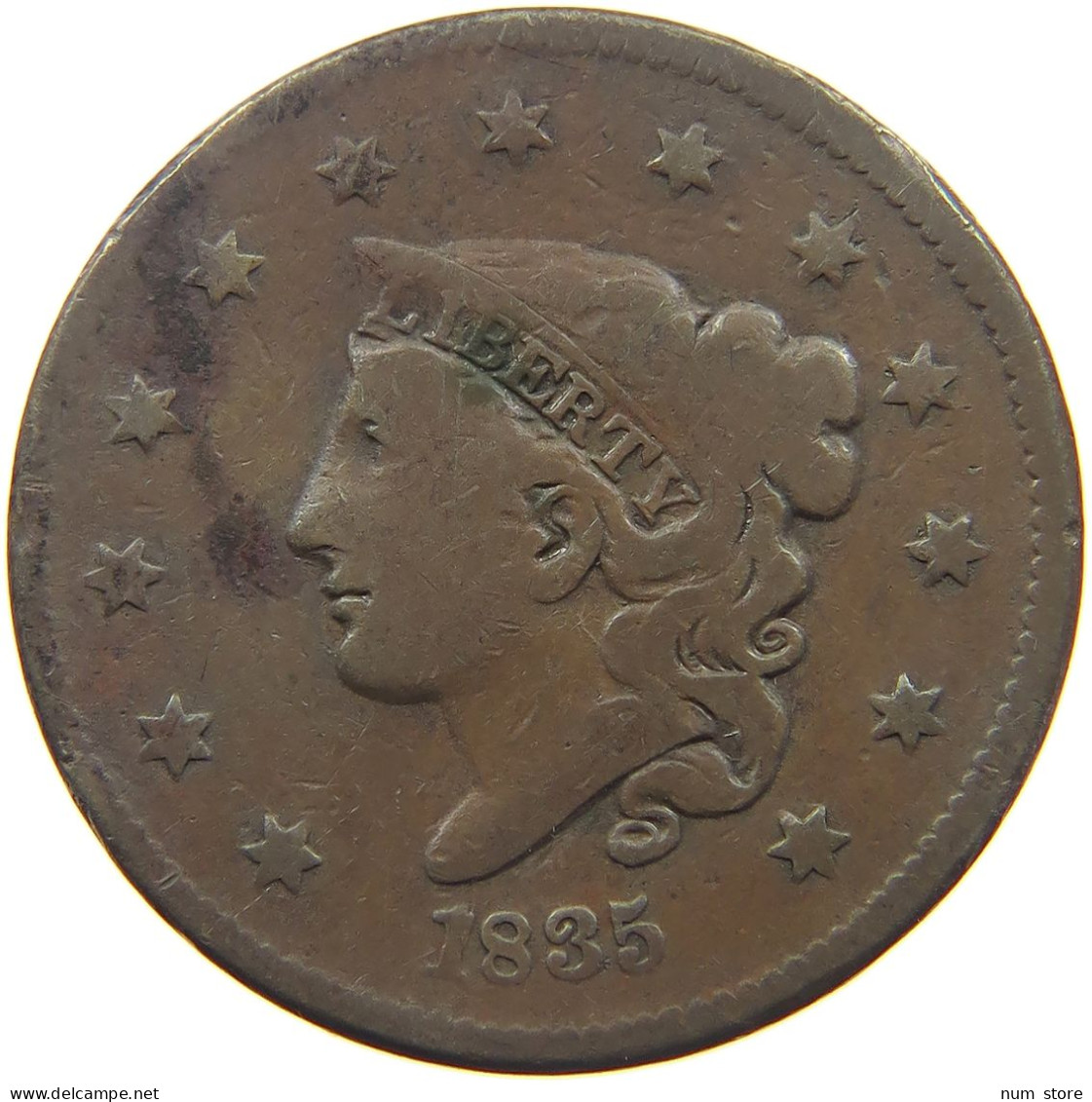 UNITED STATES OF AMERICA LARGE CENT 1835 CORONET HEAD #t001 0071 - 1816-1839: Coronet Head (Tête Couronnée)