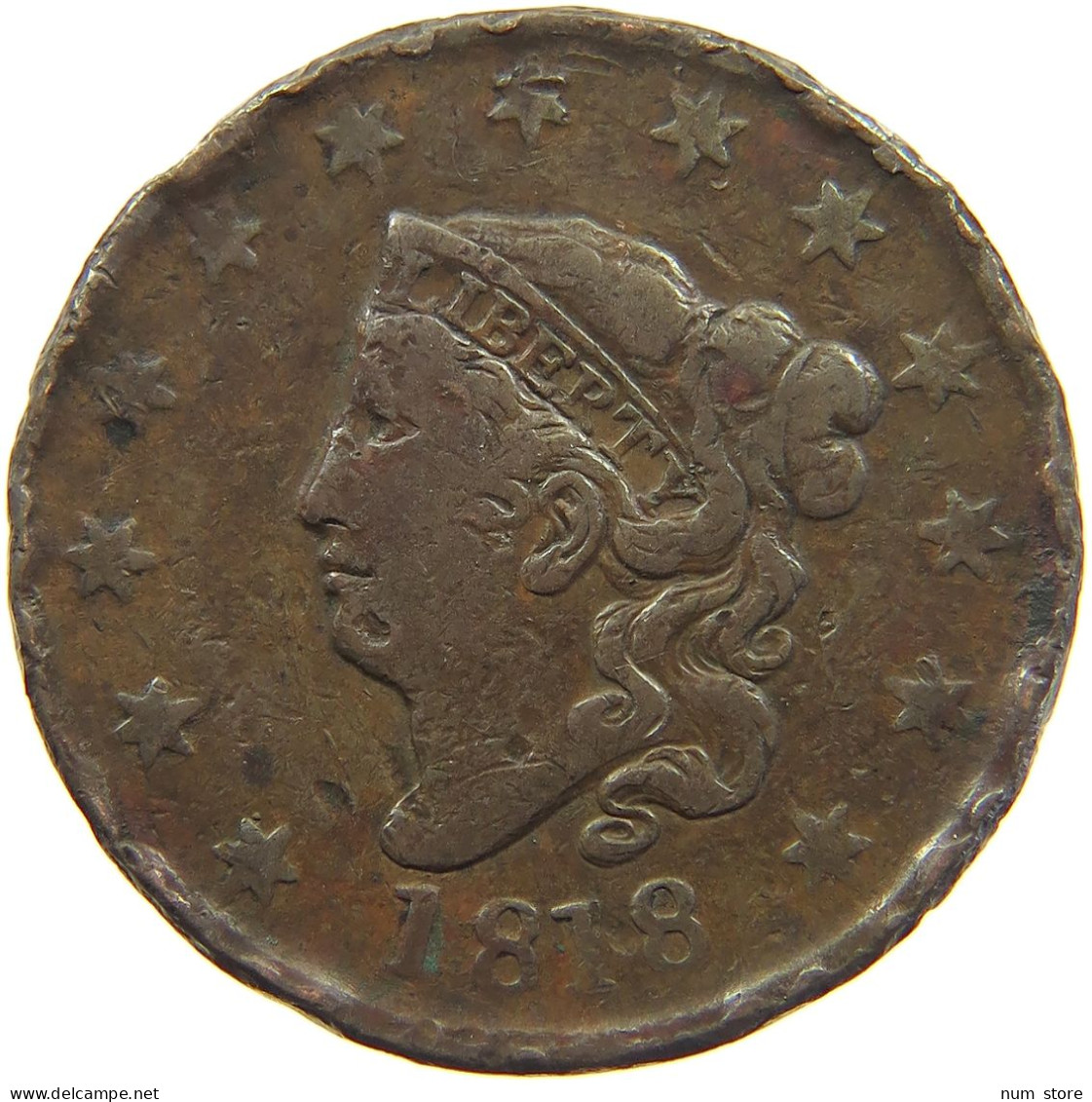 UNITED STATES OF AMERICA LARGE CENT 1818  #c012 0007 - 1816-1839: Coronet Head (Testa Coronata