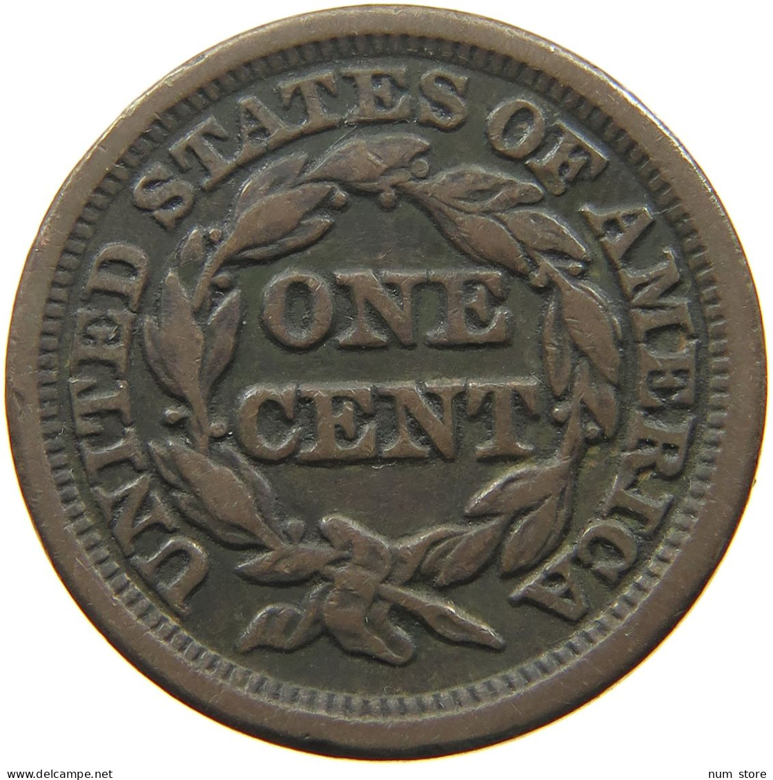 UNITED STATES OF AMERICA LARGE CENT 1847 BRAIDED HAIR #t141 0317 - 1840-1857: Braided Hair (Capelli Intrecciati)