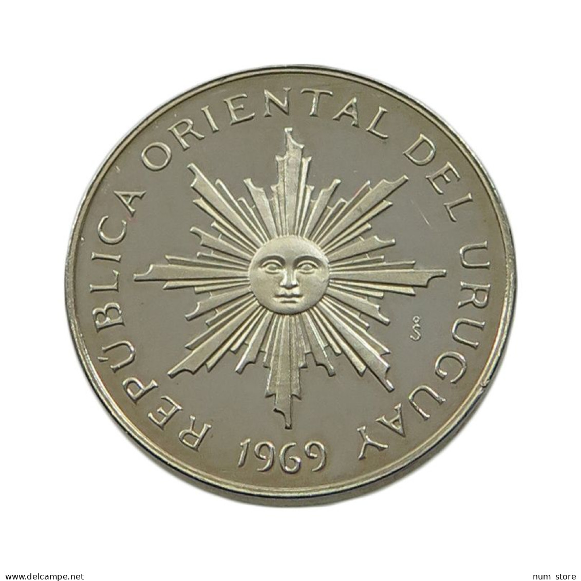 URUGUAY PESO 1969 URUGUAY 1 PESO 1969 SO PATTERN PROOF SILVER #alb035 0637 - Uruguay