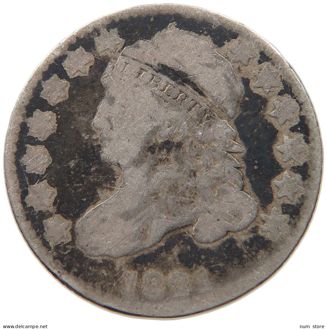 UNITED STATES OF AMERICA 10 CENTS 1821 CAPPED BUST #t132 0259 - 1796-1837: Bust