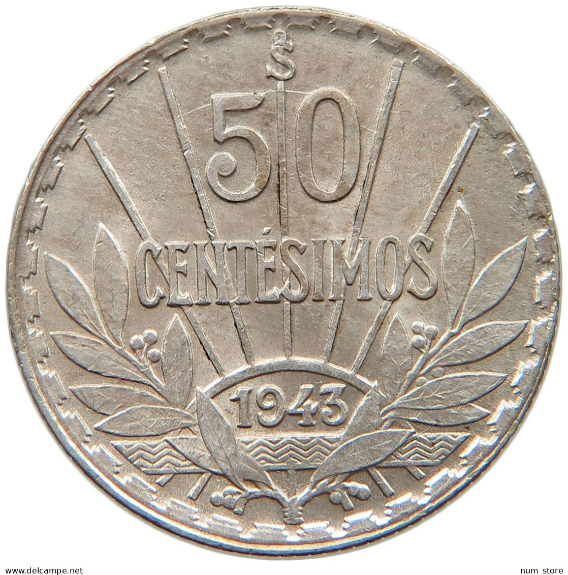 URUGUAY 50 CENTESIMOS 1943  #t077 0257 - Uruguay