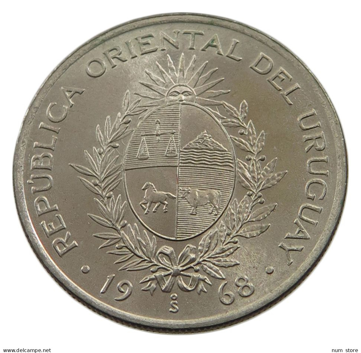 URUGUAY 50 PESOS 1968 URUGUAY 50 PESOS 1968 SILVER NO STAR PATERN #alb035 0595 - Uruguay