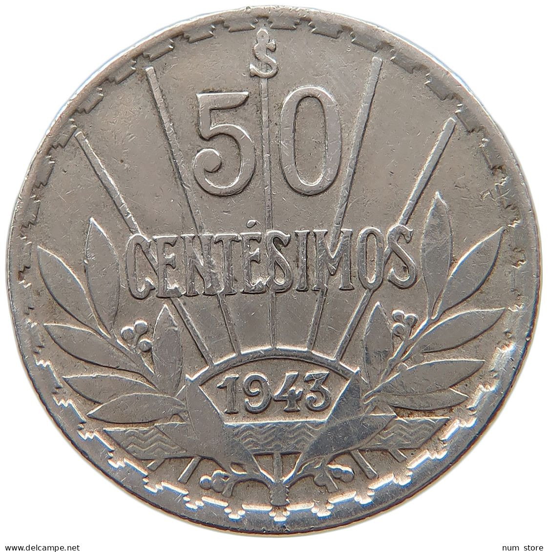 URUGUAY 50 CENTESIMOS 1943  #t162 0155 - Uruguay