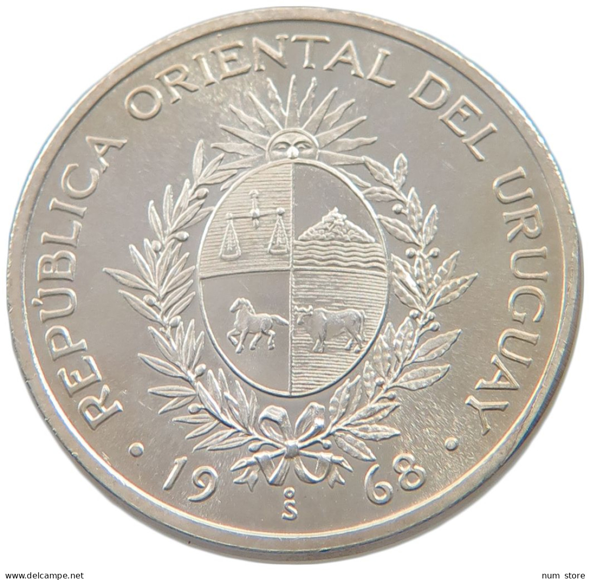 URUGUAY 50 PESOS 1968 URUGUAY 50 PESOS 1968 SILVER PATTERN #alb039 0669 - Uruguay