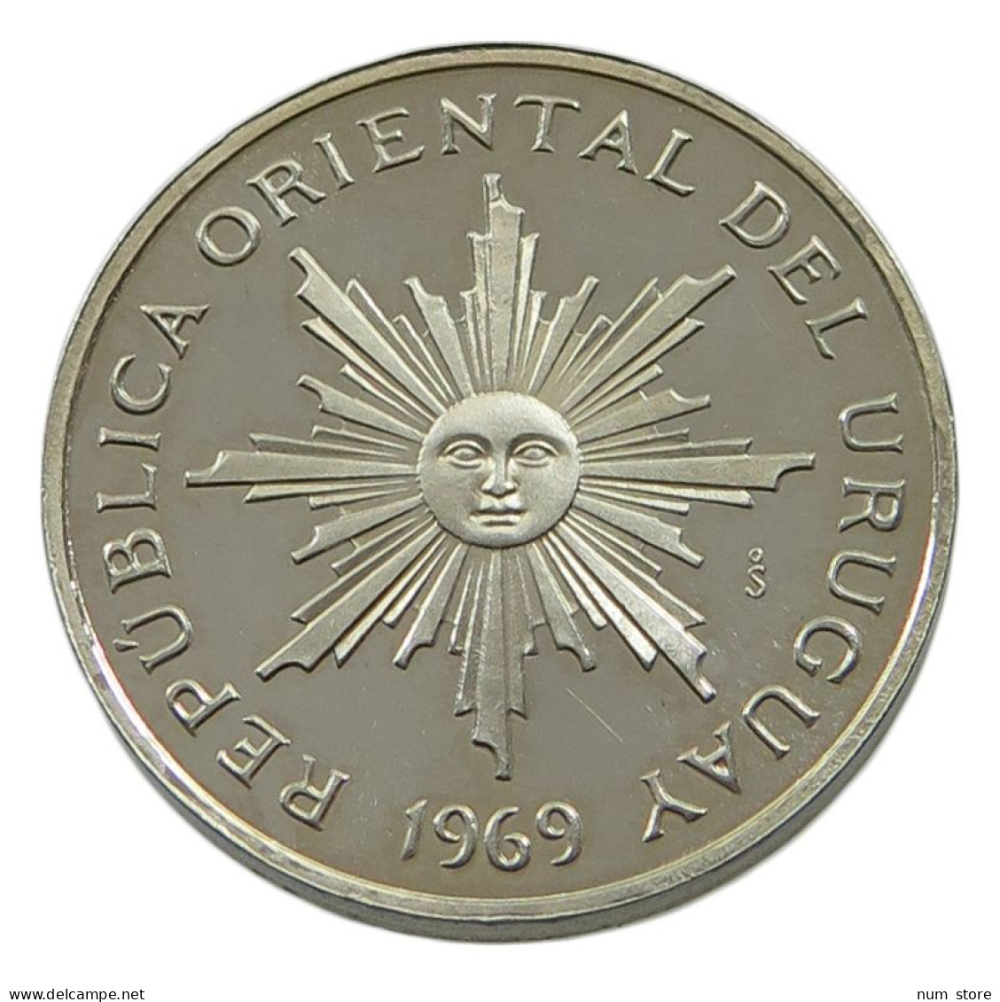 URUGUAY 5 PESOS 1969 URUGUAY 5 PESOS 1969 SO PATTERN PROOF SILVER #alb035 0615 - Uruguay