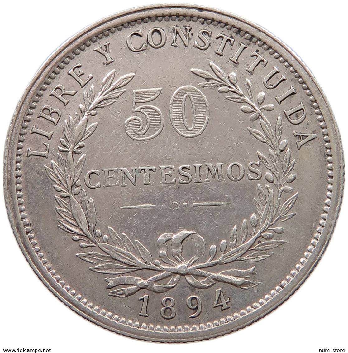 URUGUAY 50 CENTESIMOS 1894  #t111 0027 - Uruguay