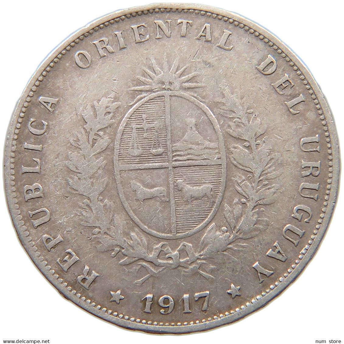 URUGUAY 50 CENTESIMOS 1917  #t118 0095 - Uruguay