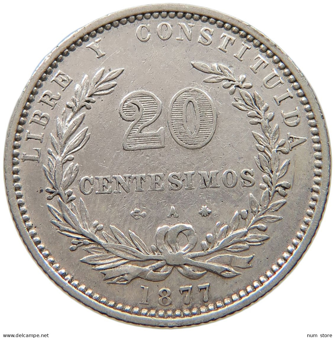 URUGUAY 2 CENTESIMOS 1877  #t111 1111 - Uruguay