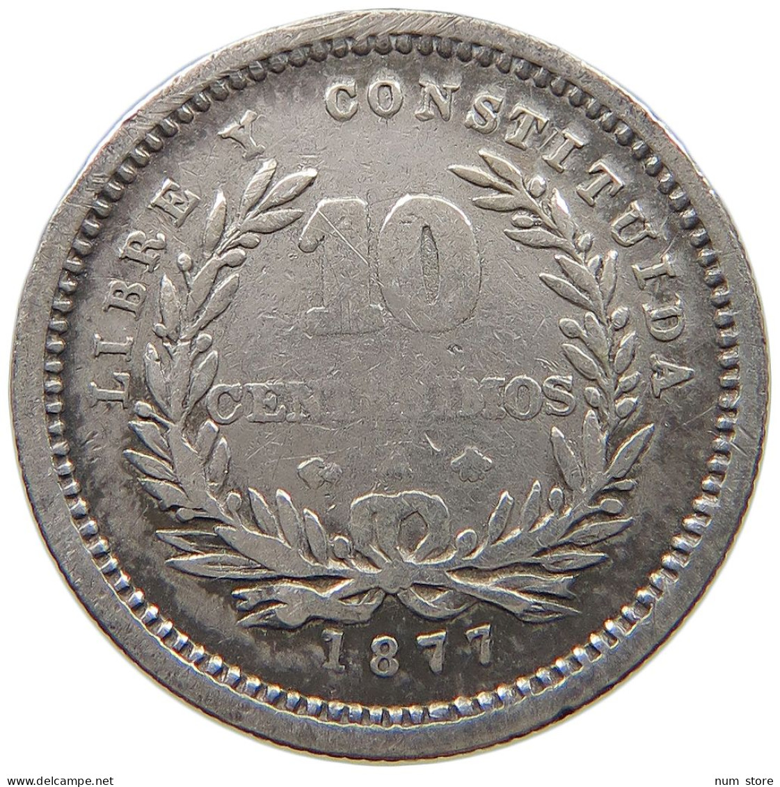 URUGUAY 10 CENTESIMOS 1877  #t112 0275 - Uruguay