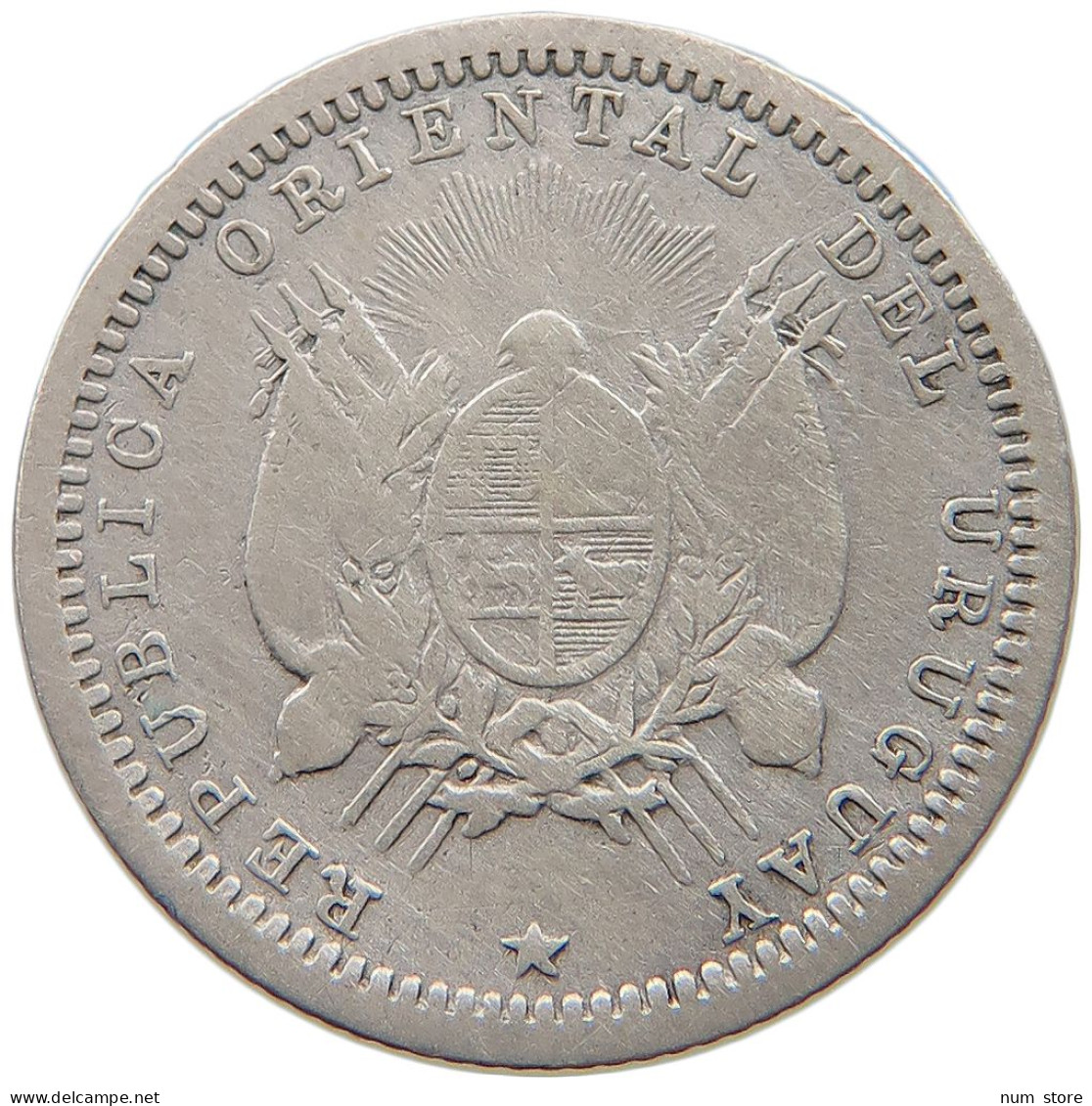 URUGUAY 10 CENTESIMOS 1893 DOUBLE STRUCK 3 #t114 1145 - Uruguay