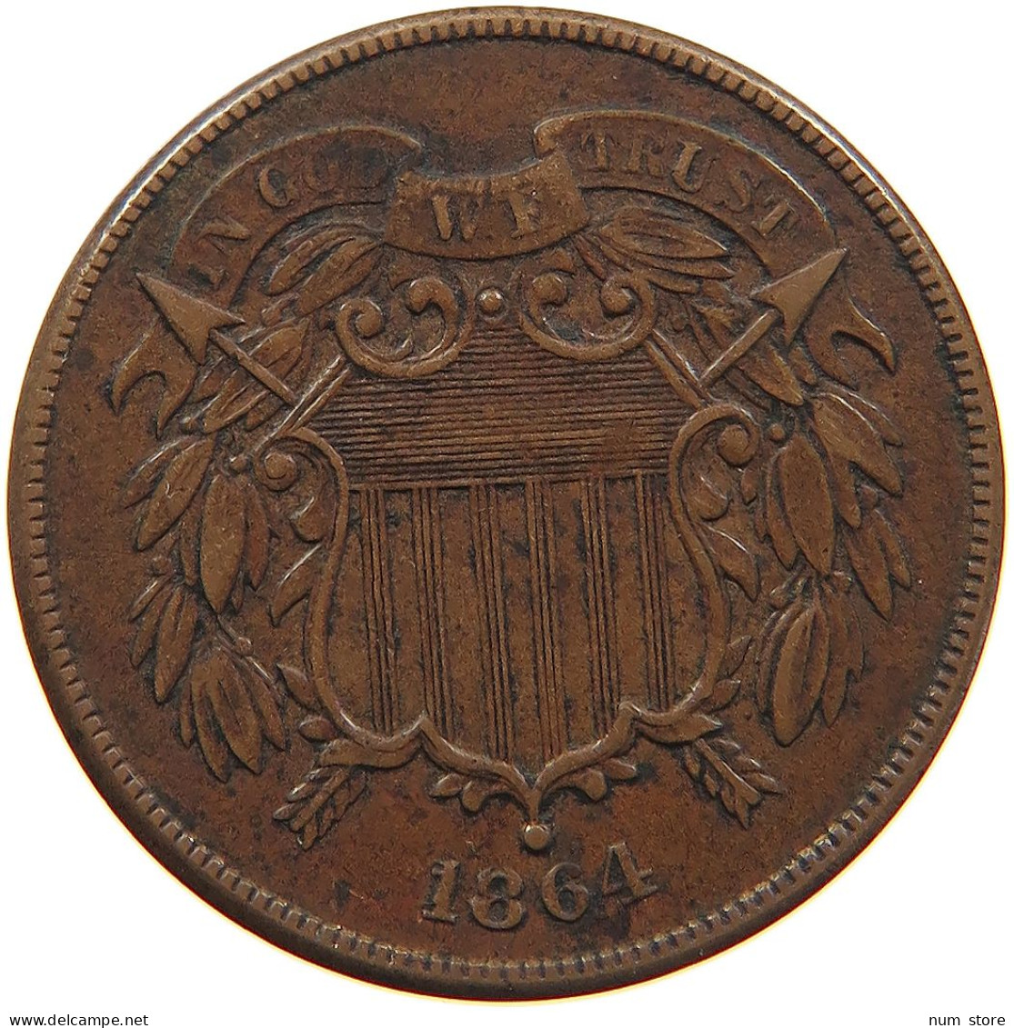 UNITED STATES OF AMERICA TWO CENTS 1864  #t143 0421 - 2, 3 & 20 Cents