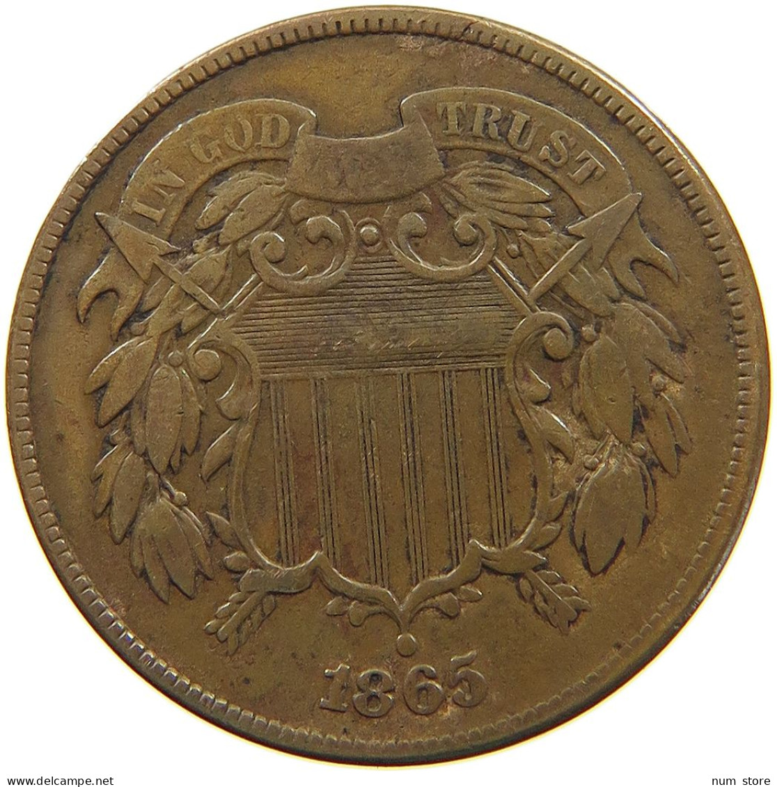 UNITED STATES OF AMERICA TWO CENTS 1865  #t086 0135 - 2, 3 & 20 Cents