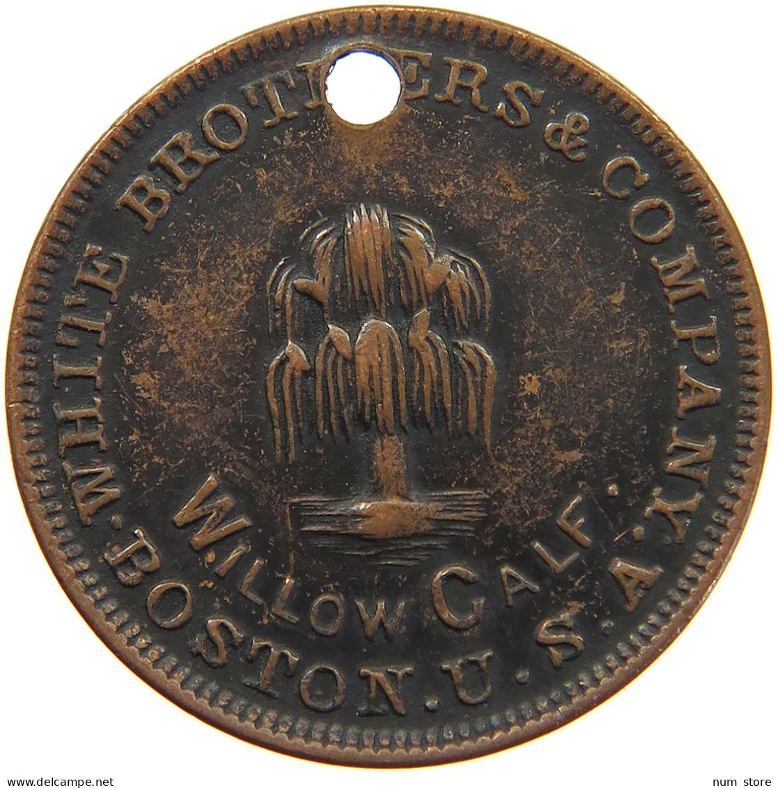 UNITED STATES OF AMERICA TOKEN AROUND 1890 WILLOW CALF TOKEN BOSTON #c029 0083 - Otros & Sin Clasificación