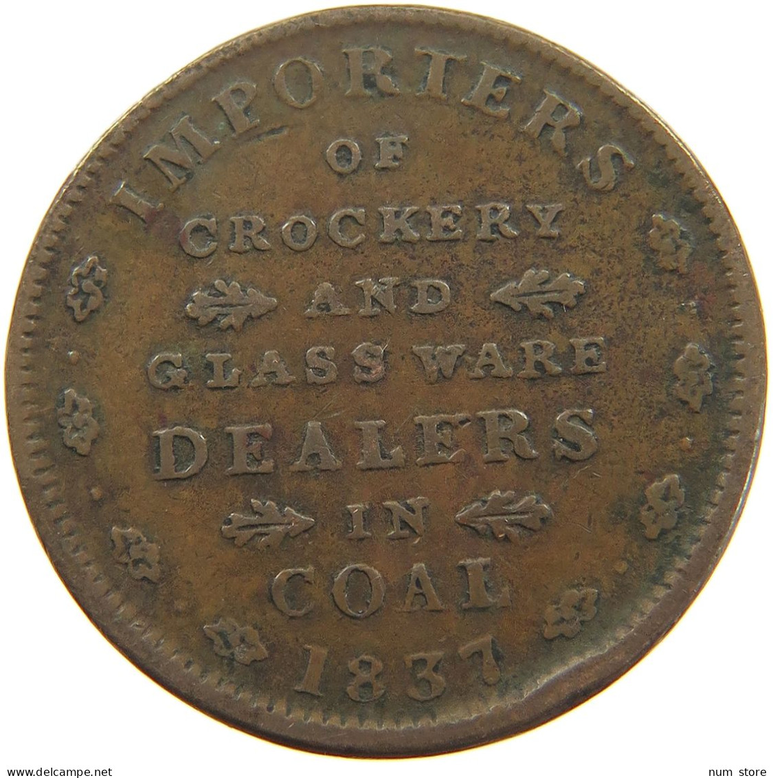 UNITED STATES OF AMERICA TOKEN 1837 TOKEN 1837 E.F. Sise & Co. Importers Of Grocery #t114 1055 - Andere & Zonder Classificatie