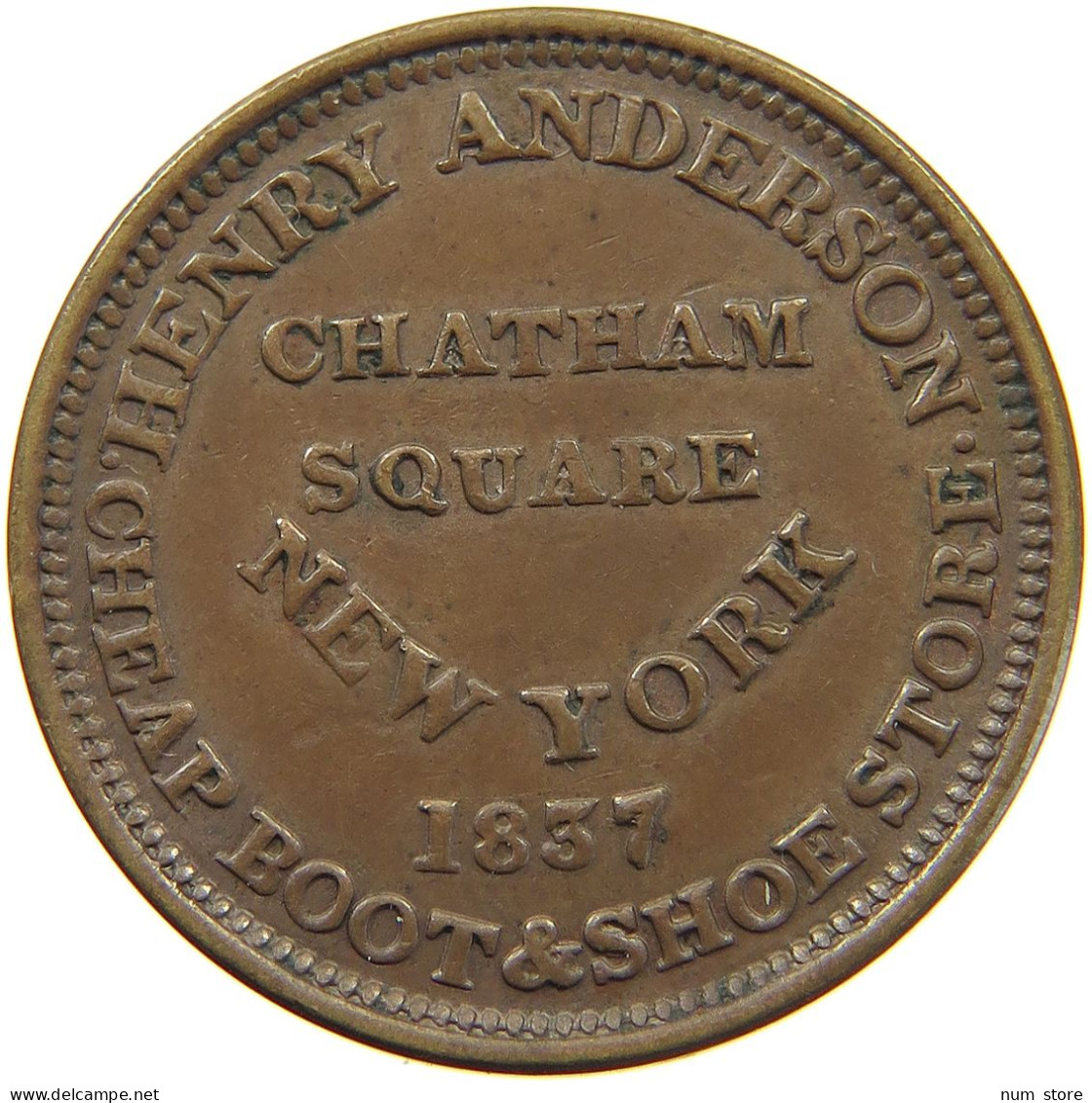 UNITED STATES OF AMERICA TOKEN 1837 TOKEN 1837 CHATHAM SQUARE NEW YORK #t114 0201 - Autres & Non Classés