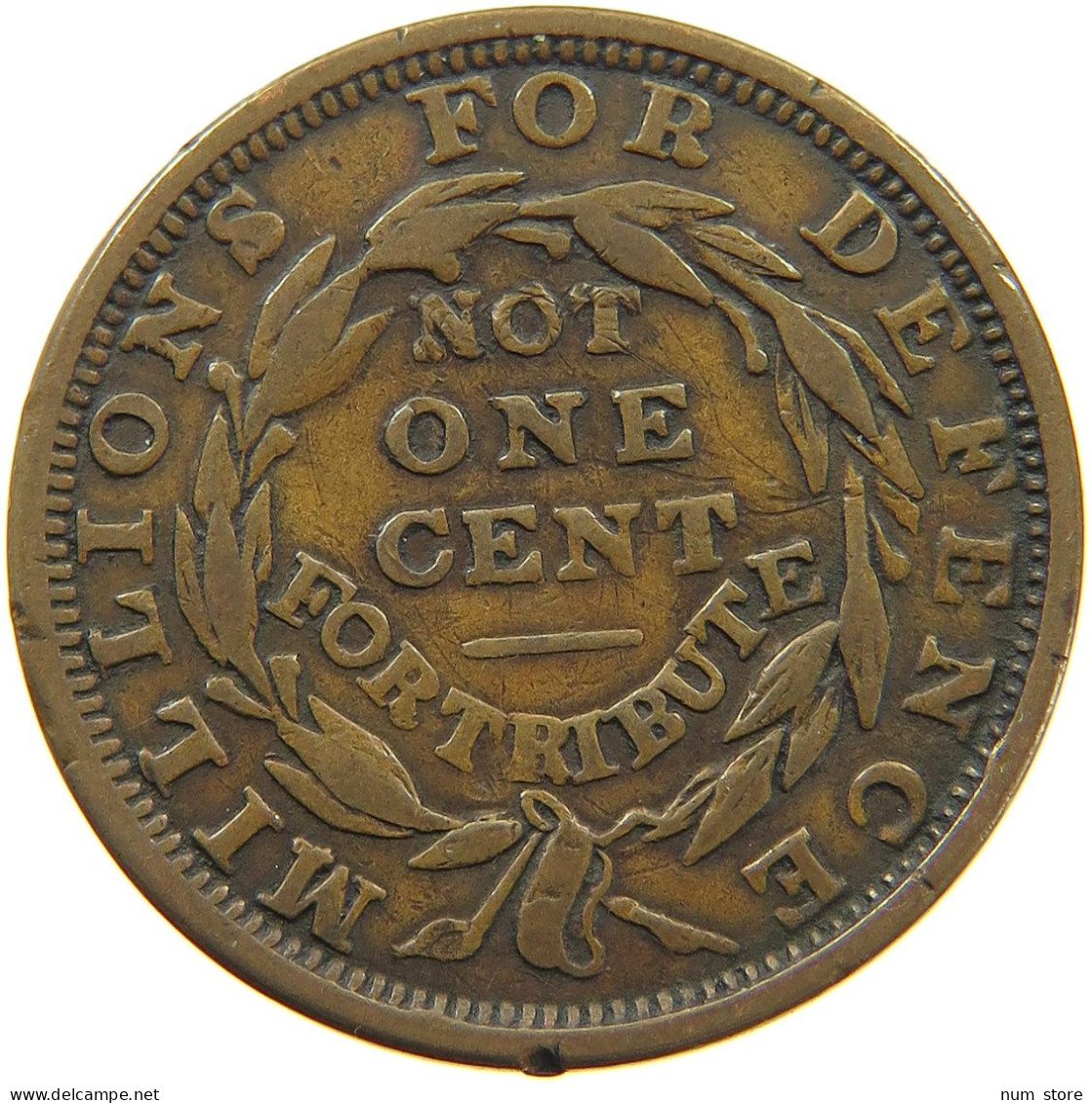 UNITED STATES OF AMERICA TOKEN 1837 TOKEN 1837 MILLIONS FOR DEFENCE #t114 0187 - Sonstige & Ohne Zuordnung