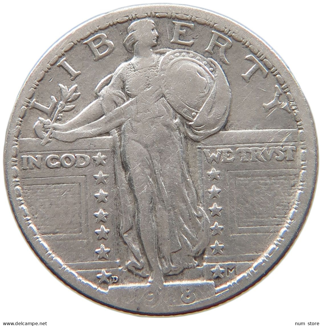 UNITED STATES OF AMERICA QUARTER 1918 D STANDING LIBERTY #c070 0263 - 1916-1930: Standing Liberty