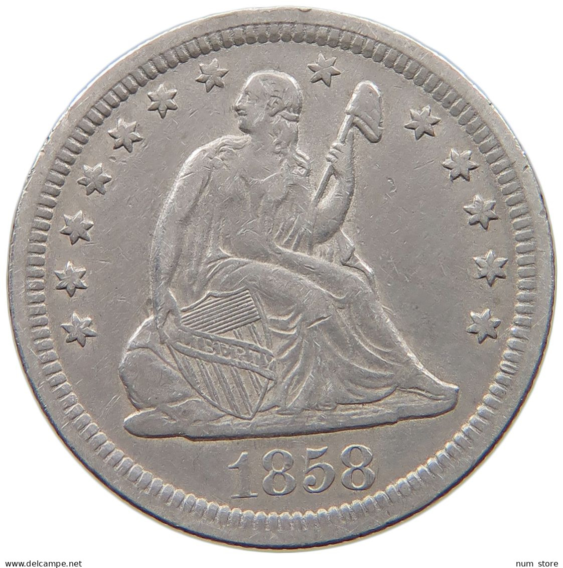 UNITED STATES OF AMERICA QUARTER 1858 SEATED LIBERTY #t156 0019 - 1838-1891: Seated Liberty