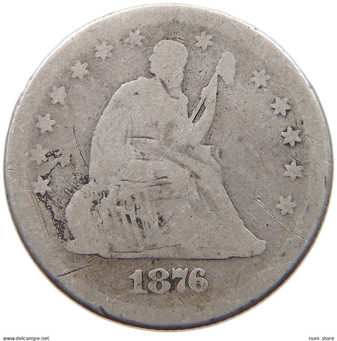 UNITED STATES OF AMERICA QUARTER 1876 SEATED LIBERTY #c036 0265 - 1838-1891: Seated Liberty