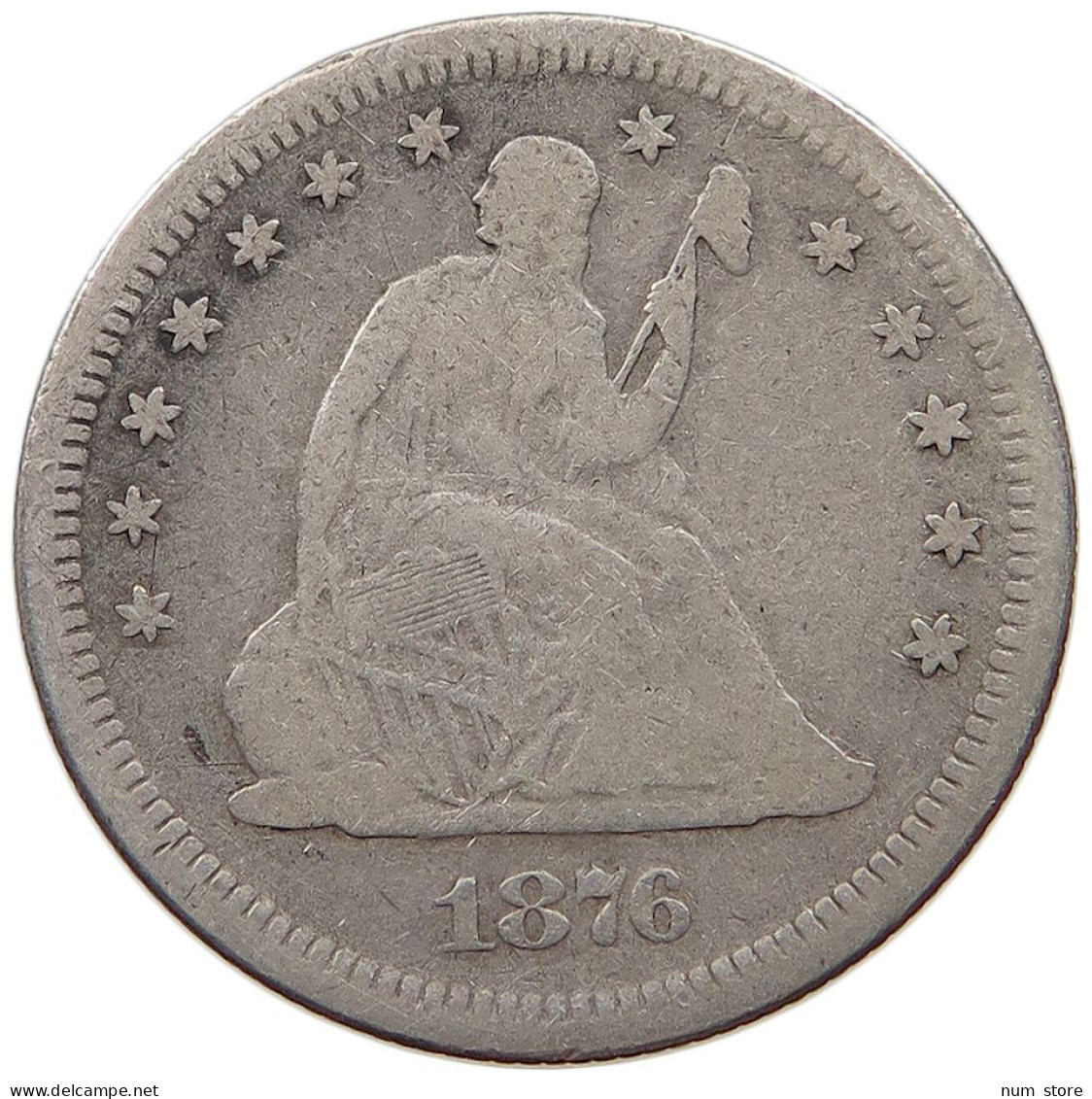 UNITED STATES OF AMERICA QUARTER 1876 S SEATED LIBERTY #t072 0545 - 1838-1891: Seated Liberty