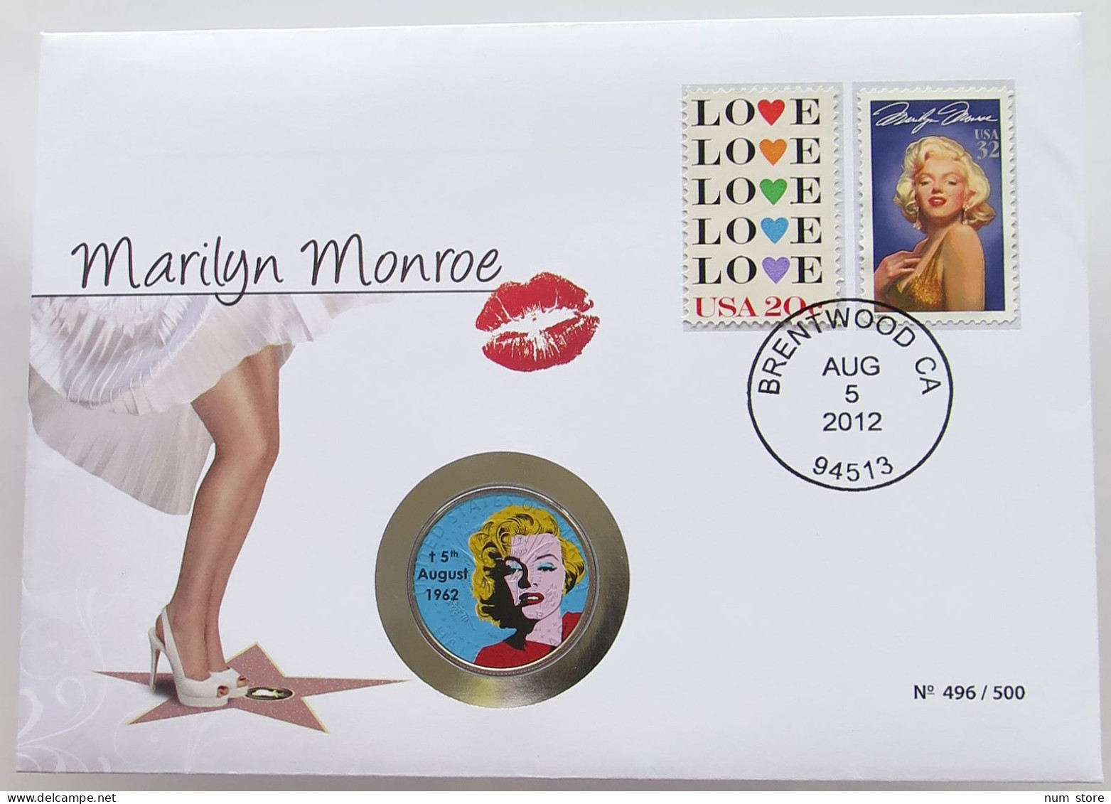 UNITED STATES OF AMERICA NUMISBRIEF / STATIONERY 1/2 DOLLAR  MARILYN MONROE #ns01 0163 - Andere & Zonder Classificatie