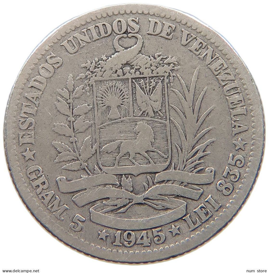 VENEZUELA BOLIVAR 1945  #a057 0401 - Venezuela