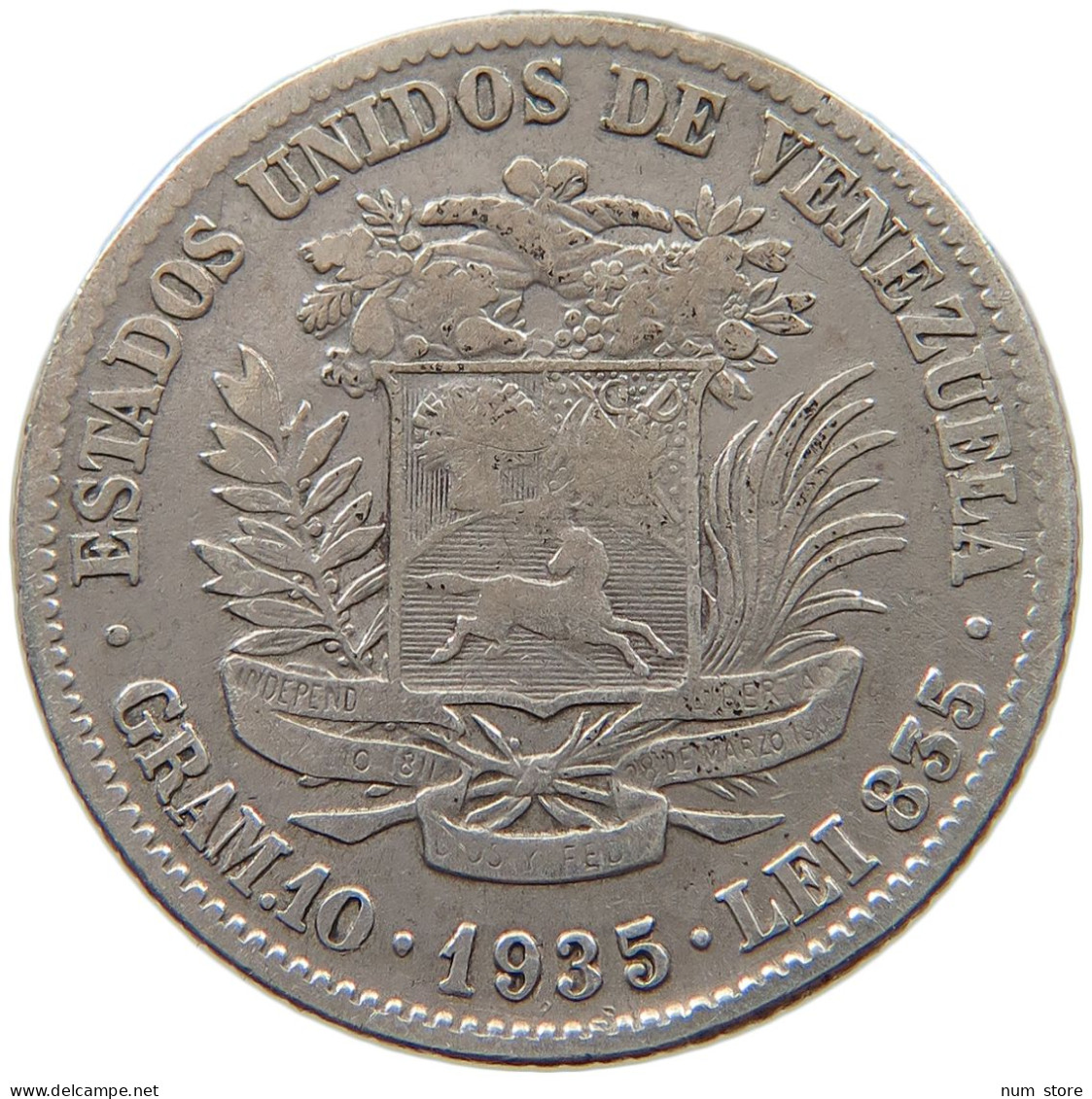 VENEZUELA 2 BOLIVARES 1935  #t090 0099 - Venezuela